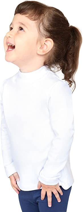 Girls' Basic Mock Turtleneck Long Sleeve Cotton Solid T-Shirt / Toddler LILAX