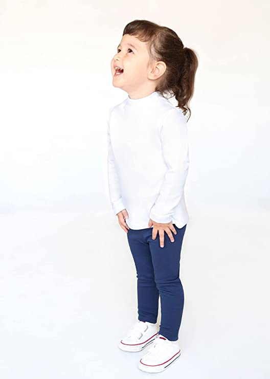 Girls' Basic Mock Turtleneck Long Sleeve Cotton Solid T-Shirt / Toddler LILAX