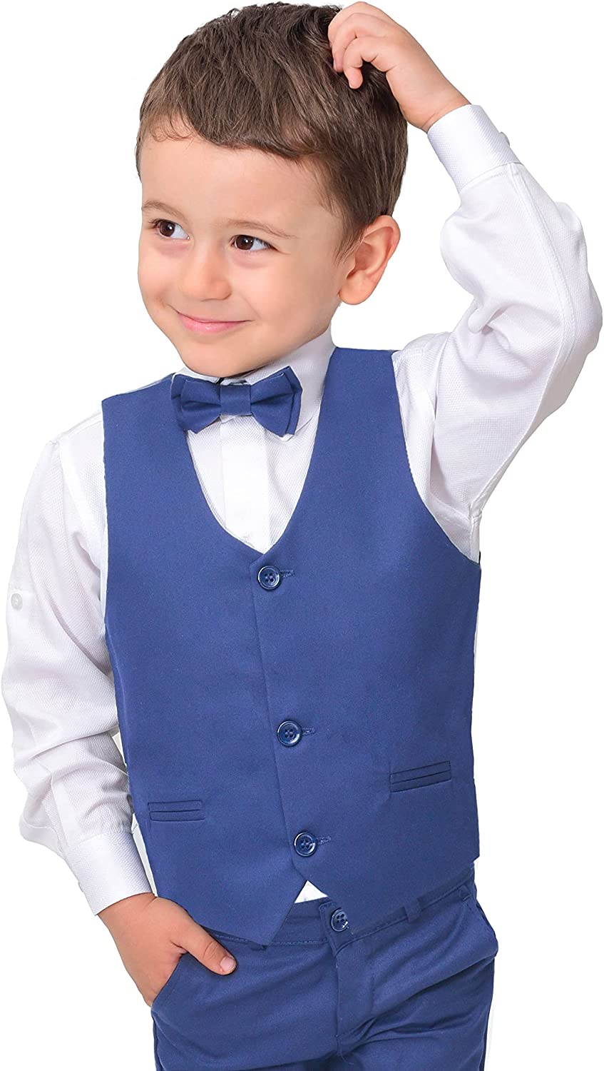 Boys Formal 4 Piece Dress Shirt Pants and Tie and Vest Suit Set LILAX