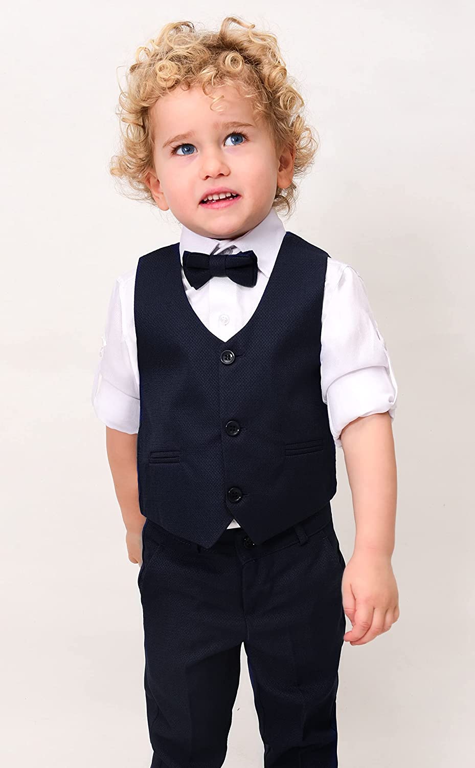 Boys Formal Suit 4 Piece Vest Pants and Tie Dresswear Set / Toddler LILAX