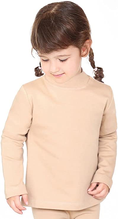 Girls' Basic Mock Turtleneck Long Sleeve Cotton Solid T-Shirt / 5 to 8 Years LILAX