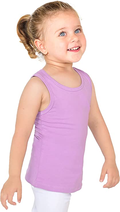 Girls' Soft Solid Cotton Blend Racerback Tank Top / 5 to 7 Years LILAX