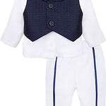 Gentleman's 6-Piece Baby Boys Newborn Long Sleeve White Shirt with Vest and Pant Set 0-3 Months LILAX