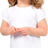 Girls' Basic Cotton T-Shirt  Short Puff Sleeve Crewneck / 5 to 7 Years LILAX