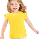 Girls' Basic Cotton T-Shirt  Short Puff Sleeve Crewneck / 5 to 7 Years LILAX