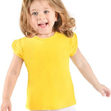 Girls' Basic Cotton T-Shirt  Short Puff Sleeve Crewneck / 8 to 10 LILAX