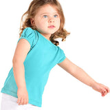 Girls' Basic Cotton T-Shirt  Short Puff Sleeve Crewneck / 5 to 7 Years LILAX