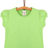 Girls' Basic Cotton T-Shirt  Short Puff Sleeve Crewneck / 5 to 7 Years LILAX