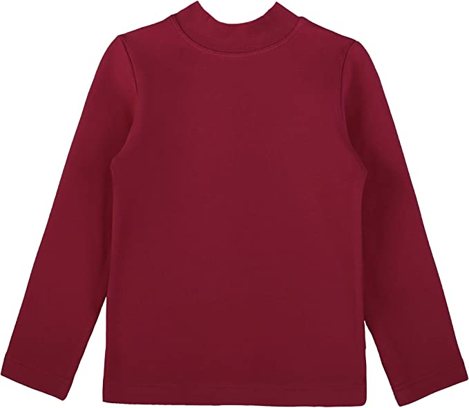 Girls' Basic Mock Turtleneck Long Sleeve Cotton Solid T-Shirt / 9 to 12 Years LILAX