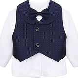 Gentleman's 6-Piece Baby Boys Newborn Long Sleeve White Shirt with Vest and Pant Set 0-3 Months LILAX