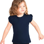 Girls' Basic Cotton T-Shirt  Short Puff Sleeve Crewneck / 5 to 7 Years LILAX