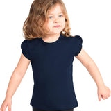 Girls' Basic Cotton T-Shirt  Short Puff Sleeve Crewneck / 5 to 7 Years LILAX