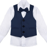 Boys Formal 4 Piece Dress Shirt Pants and Tie and Vest Suit Set LILAX