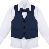 Boys Formal 4 Piece Dress Shirt Pants and Tie and Vest Suit Set LILAX