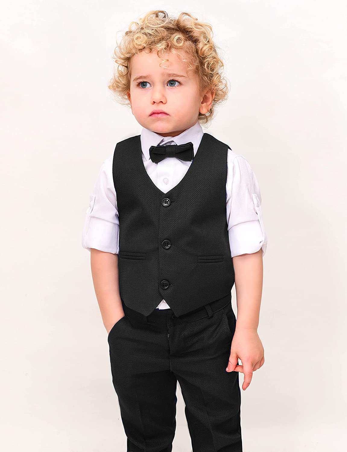 Boys Formal Suit 4 Piece Vest Pants and Tie Dresswear Set / Toddler LILAX