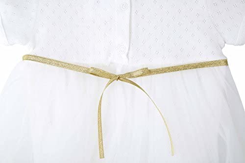 Unique Tutu Bodysuit for Newborn Baby Girl with Short Sleeves and Gold Glitter Floral Design LILAX