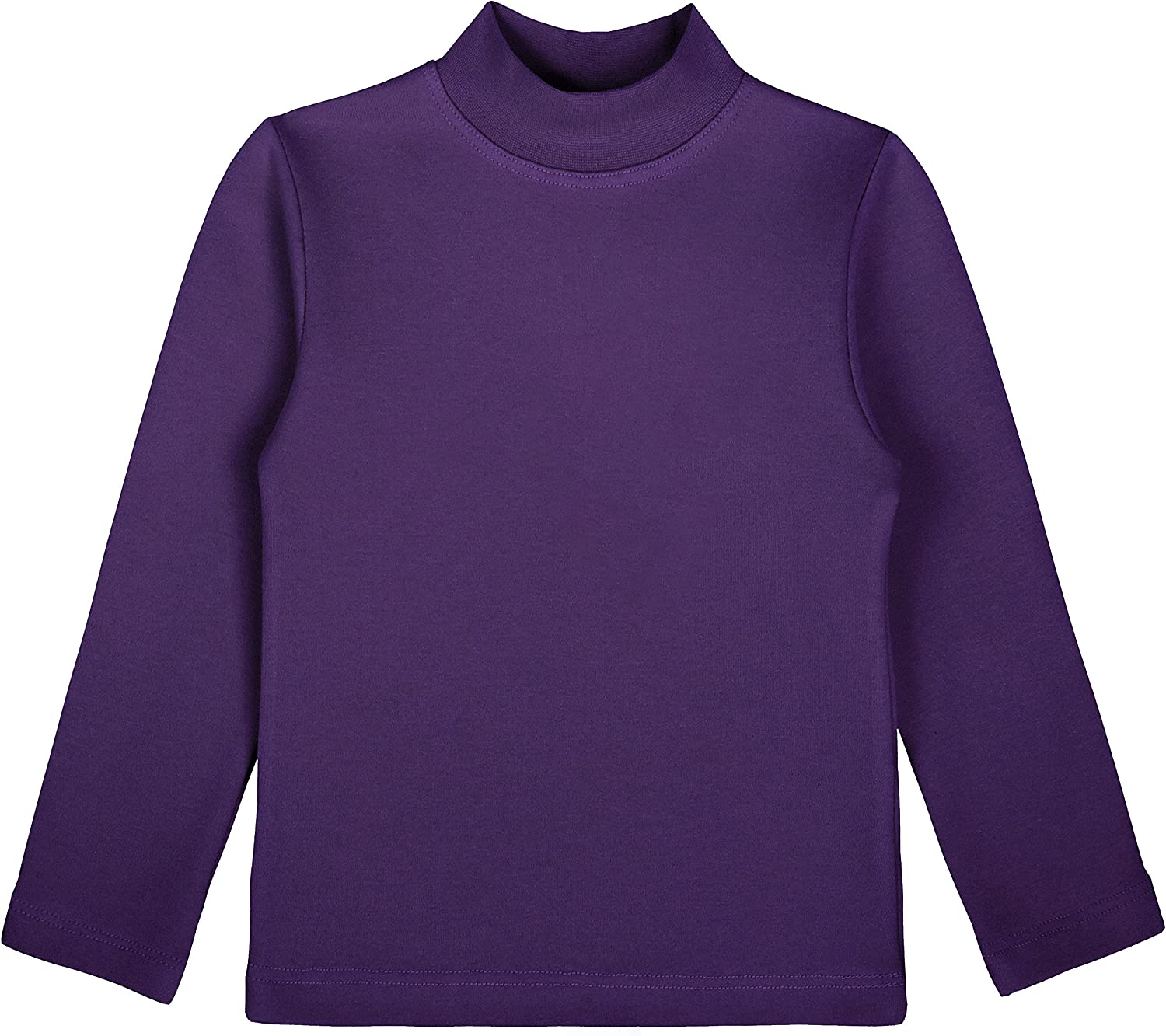 Girls' Basic Mock Turtleneck Long Sleeve Cotton Solid T-Shirt / Toddler LILAX