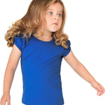 Girls' Basic Cotton T-Shirt  Short Puff Sleeve Crewneck / 8 to 10 LILAX