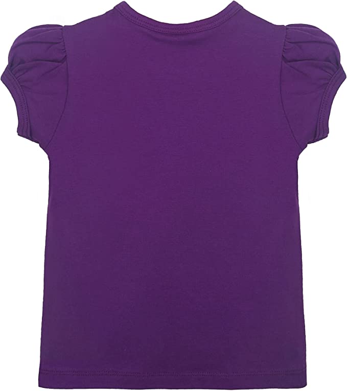 Girls' Basic Cotton T-Shirt  Short Puff Sleeve Crewneck / 8 to 10 LILAX