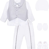 Gentleman's 6-Piece Baby Boys Newborn Long Sleeve White Shirt with Vest and Pant Set 0-3 Months LILAX