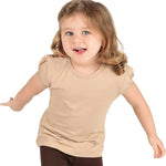 Girls' Basic Cotton T-Shirt  Short Puff Sleeve Crewneck / 5 to 7 Years LILAX