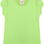 Girls' Basic Cotton T-Shirt  Short Puff Sleeve Crewneck / 8 to 10 LILAX