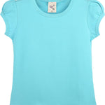 Girls' Basic Cotton T-Shirt  Short Puff Sleeve Crewneck / 8 to 10 LILAX