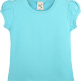 Girls' Basic Cotton T-Shirt  Short Puff Sleeve Crewneck / 8 to 10 LILAX