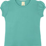 Girls' Basic Cotton T-Shirt  Short Puff Sleeve Crewneck / 8 to 10 LILAX