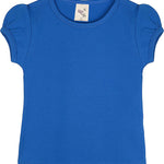 Girls' Basic Cotton T-Shirt  Short Puff Sleeve Crewneck / 8 to 10 LILAX