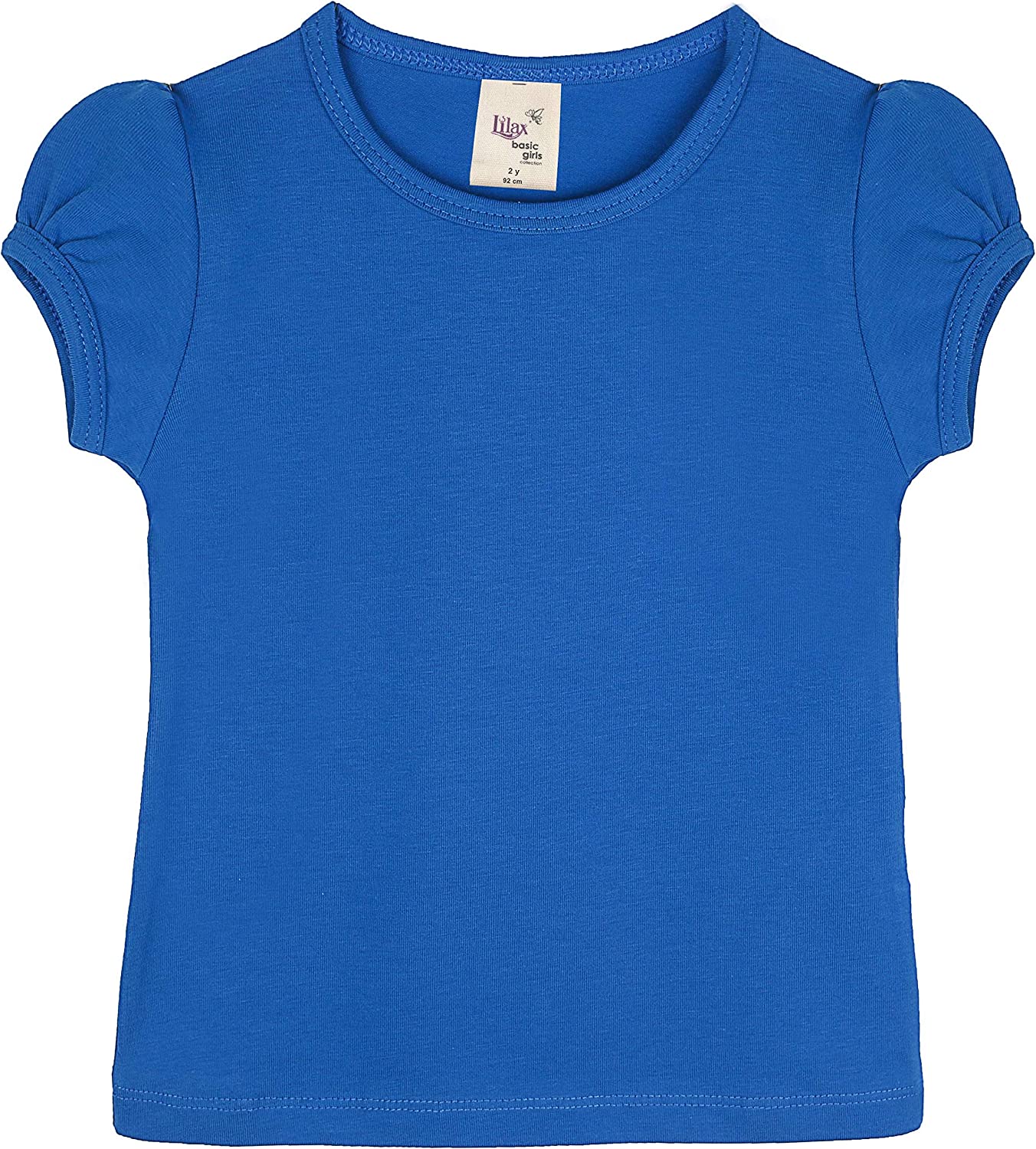 Girls' Basic Cotton T-Shirt  Short Puff Sleeve Crewneck / 8 to 10 LILAX