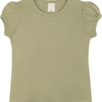 Girls' Basic Cotton T-Shirt  Short Puff Sleeve Crewneck / 8 to 10 LILAX