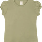 Girls' Basic Cotton T-Shirt  Short Puff Sleeve Crewneck / 8 to 10 LILAX