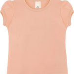 Girls' Basic Cotton T-Shirt  Short Puff Sleeve Crewneck / 8 to 10 LILAX