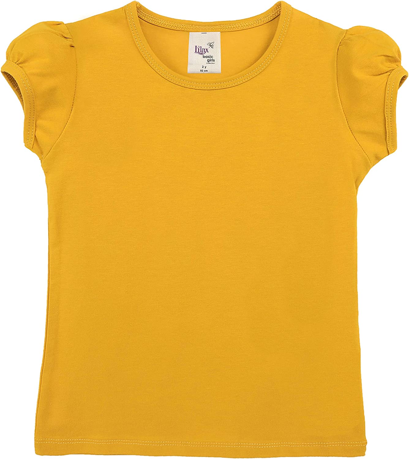 Girls' Basic Cotton T-Shirt  Short Puff Sleeve Crewneck / 8 to 10 LILAX