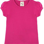 Girls' Basic Cotton T-Shirt  Short Puff Sleeve Crewneck / 8 to 10 LILAX