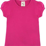 Girls' Basic Cotton T-Shirt  Short Puff Sleeve Crewneck / 8 to 10 LILAX