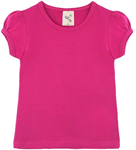 Girls' Basic Cotton T-Shirt  Short Puff Sleeve Crewneck / 8 to 10 LILAX