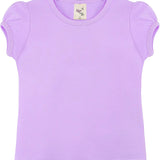 Girls' Basic Cotton T-Shirt  Short Puff Sleeve Crewneck / 8 to 10 LILAX