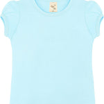 Girls' Basic Cotton T-Shirt  Short Puff Sleeve Crewneck / 8 to 10 LILAX