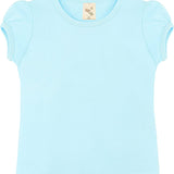 Girls' Basic Cotton T-Shirt  Short Puff Sleeve Crewneck / 8 to 10 LILAX