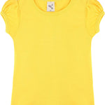 Girls' Basic Cotton T-Shirt  Short Puff Sleeve Crewneck / 8 to 10 LILAX