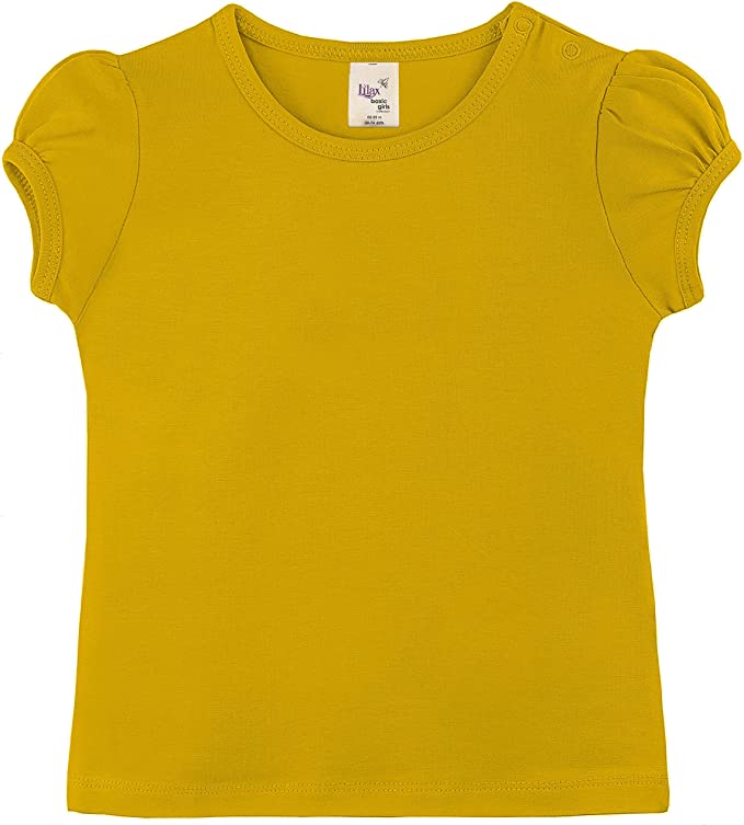 Baby Girls' Basic Short Puff Sleeve Round Neck T-Shirt / 6 to 12 Months LILAX