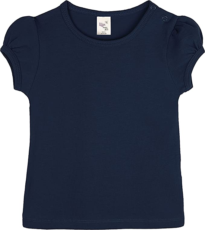 Baby Girls' Basic Short Puff Sleeve Round Neck T-Shirt / 6 to 12 Months LILAX