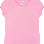 Girls' Basic Cotton T-Shirt  Short Puff Sleeve Crewneck / 8 to 10 LILAX