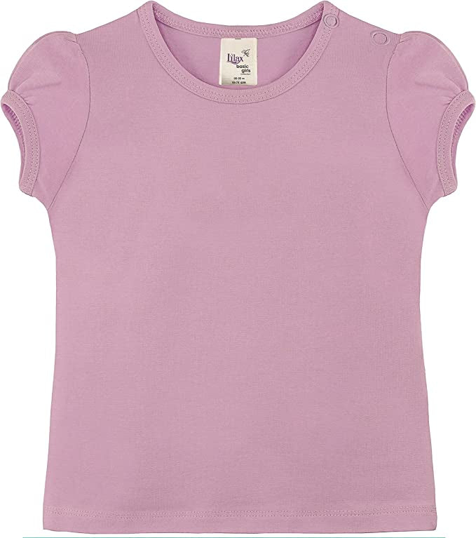 Baby Girls' Basic Short Puff Sleeve Round Neck T-Shirt / 6 to 12 Months LILAX