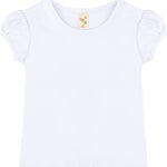 Girls' Basic Cotton T-Shirt  Short Puff Sleeve Crewneck / 8 to 10 LILAX