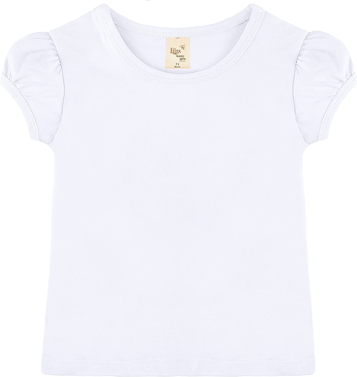 Girls' Basic Cotton T-Shirt  Short Puff Sleeve Crewneck / Toddler LILAX