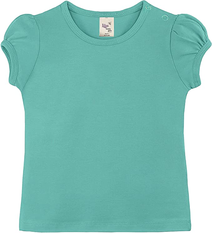 Baby Girls' Basic Short Puff Sleeve Round Neck T-Shirt / 6 to 12 Months LILAX