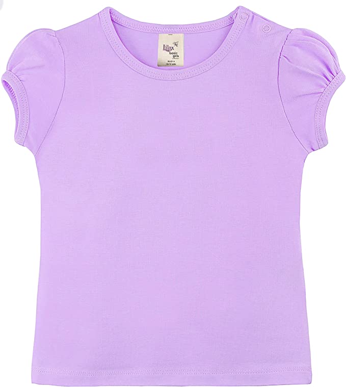 Baby Girls' Basic Short Puff Sleeve Round Neck T-Shirt / 6 to 12 Months LILAX